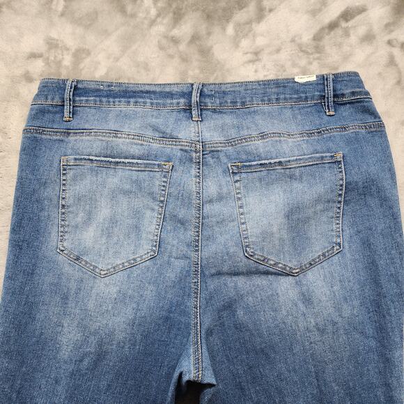 Almost Famous Jeans Womens 18 Blue Ripped Distressed High Rise Skinny Ankle - Picture 4 of 13
